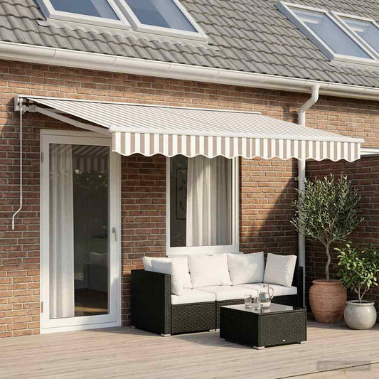 Tenda retrattile manuale Grigio chiaro e bianco 4,5 × 3,5 m - homemem39