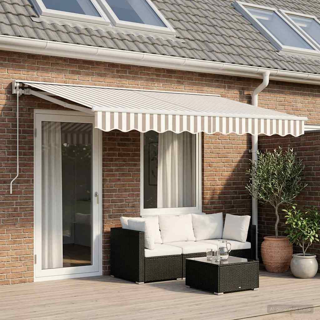 Tenda retrattile manuale Grigio chiaro e bianco 4 × 3 m | homemem39
