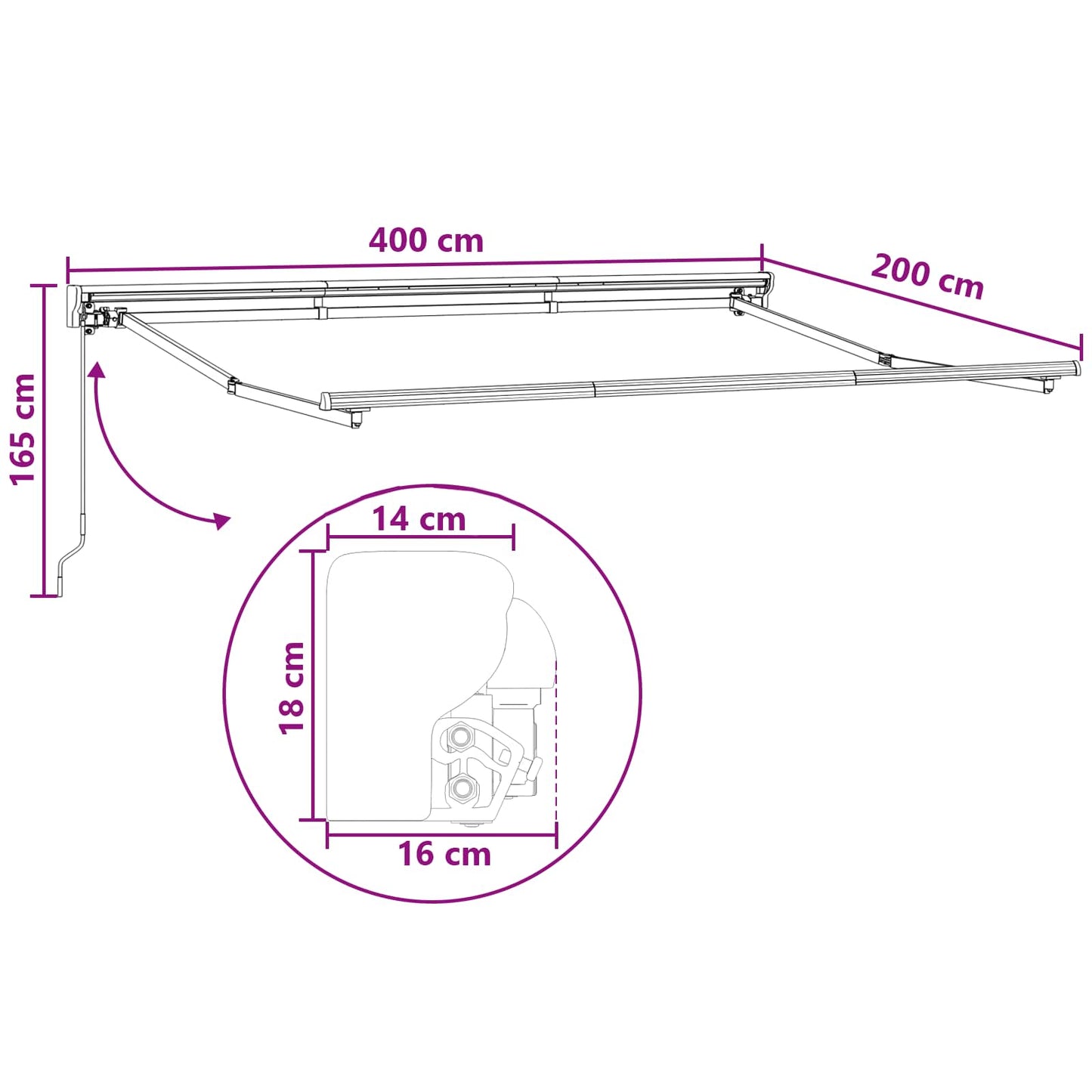 Tenda retrattile Sabbia 4 x 2 m Poliestere e Alluminio | homemem39