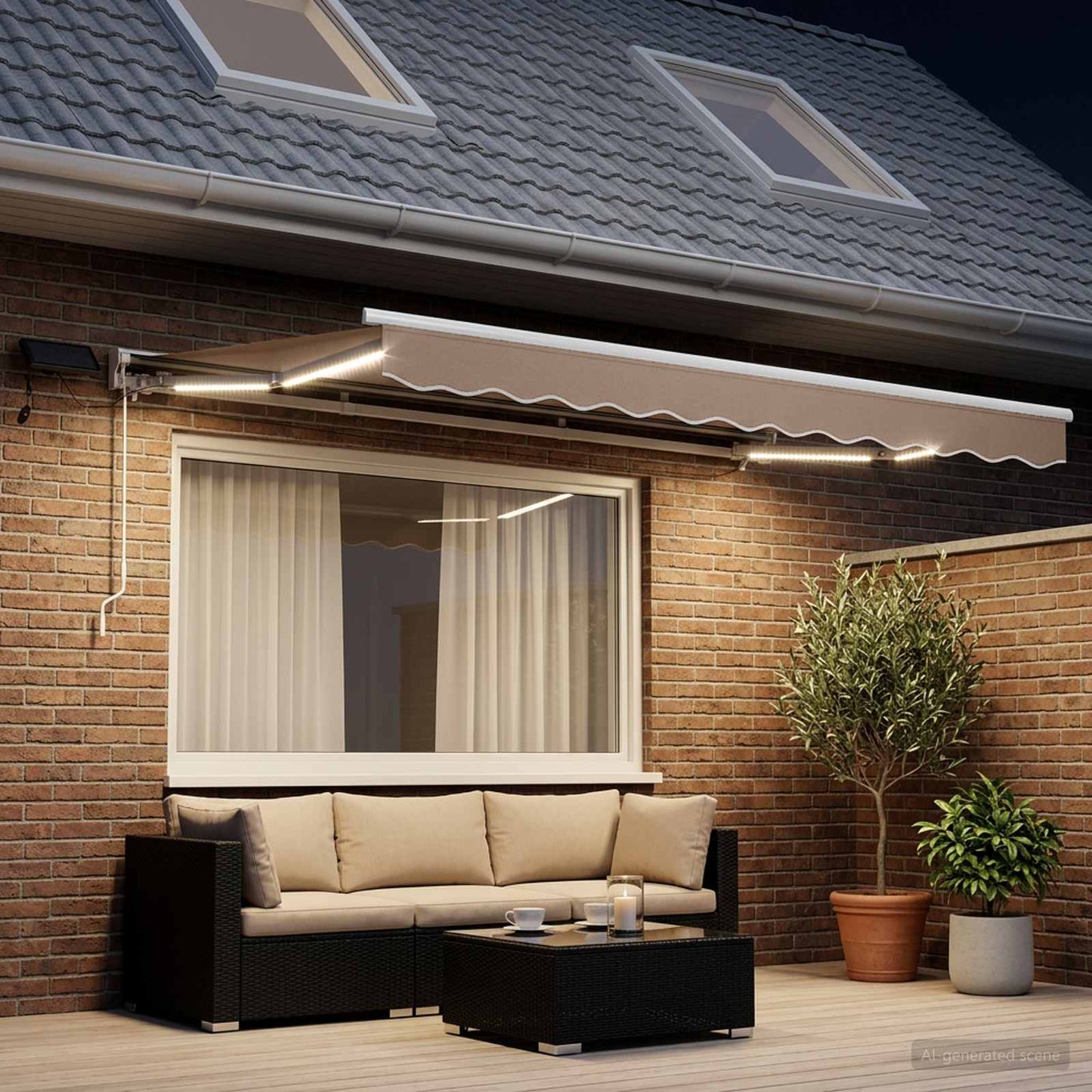 Cornice per Tenda Manuale con LED Tortora 4 x 2 m