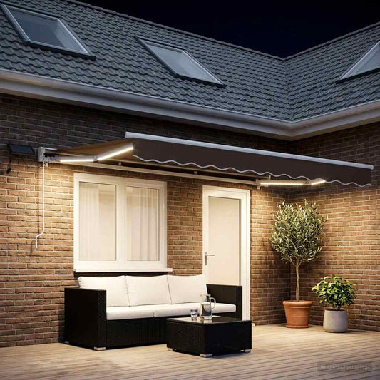 Cornice per Tenda Manuale con LED Tortora 4 x 2 m - homemem39