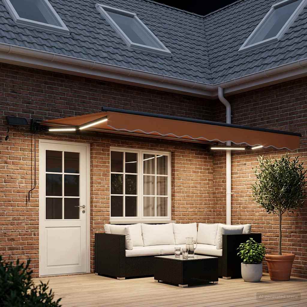 Cornice per Tenda Manuale con LED Sabbia 4 × 3 m | homemem39