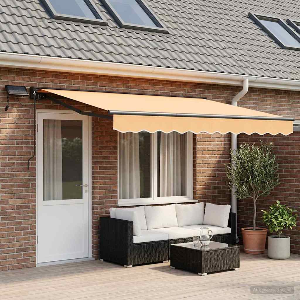 Cornice per Tenda Manuale con LED Sabbia 5 × 3,5 m | homemem39