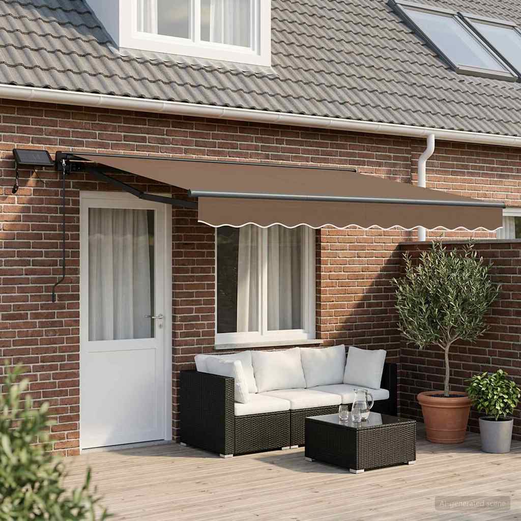 Cornice per Tenda Manuale con LED Tortora 4,5 × 3 m | homemem39