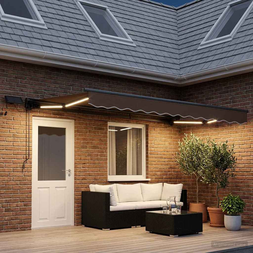 Cornice per Tenda Manuale con LED Tortora 5 × 3,5 m | homemem39