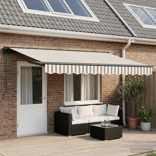 Tenda retrattile Grigio chiaro e bianco 4 × 3 m | homemem39