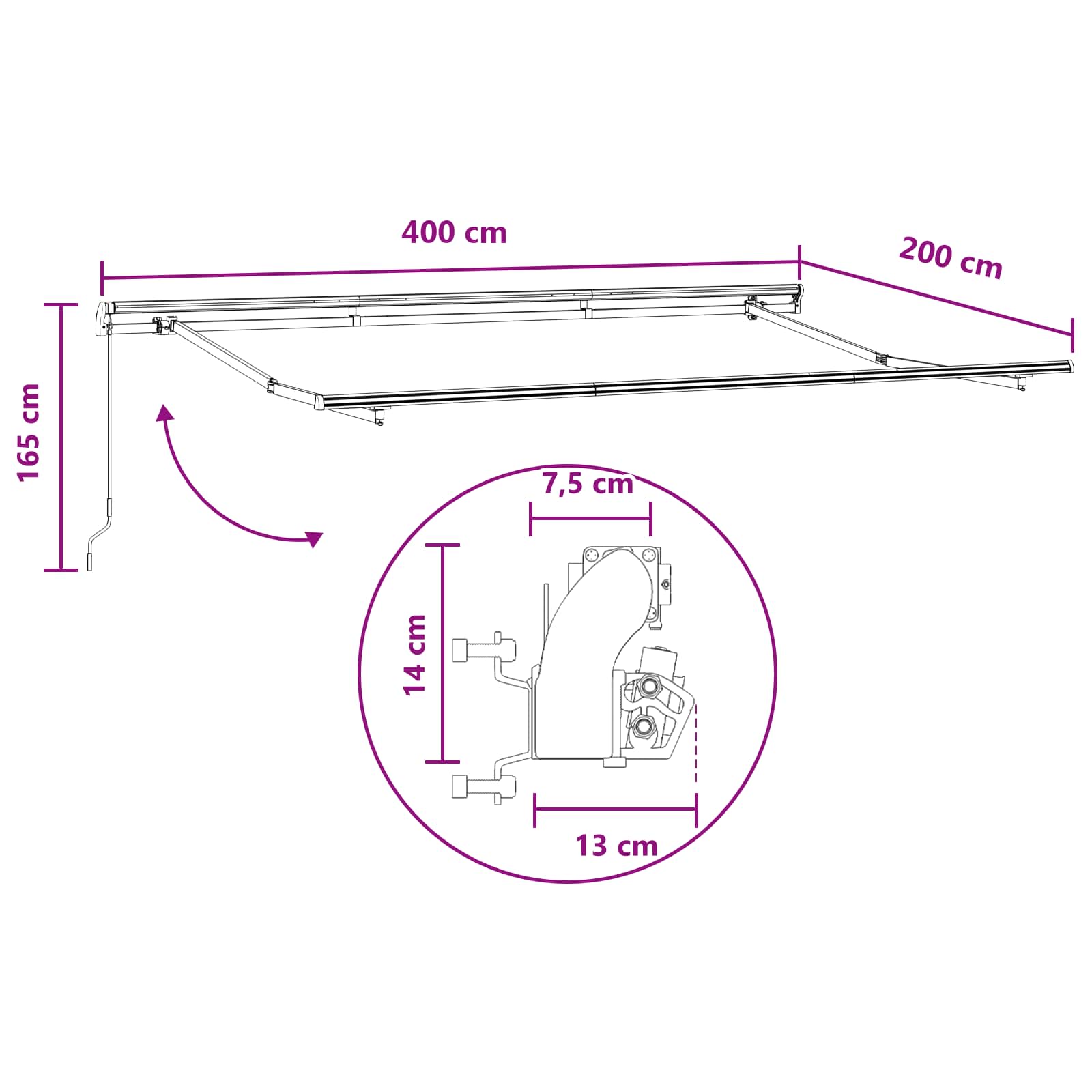 Tenda Retrattile Sabbia 4 x 2 m Tessuto | homemem39