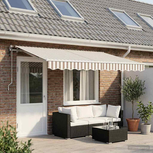 Tenda retrattile Grigio chiaro e bianco 400 × 350 cm | homemem39