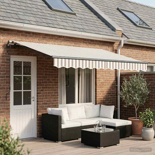 Tenda retrattile Grigio chiaro e bianco 450 × 350 cm | homemem39