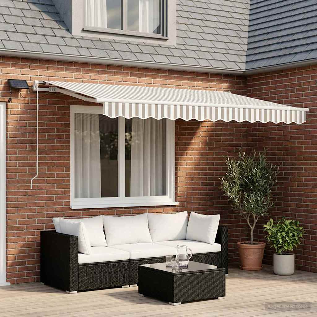 Tenda retrattile Grigio chiaro e bianco 300 x 250 cm | homemem39
