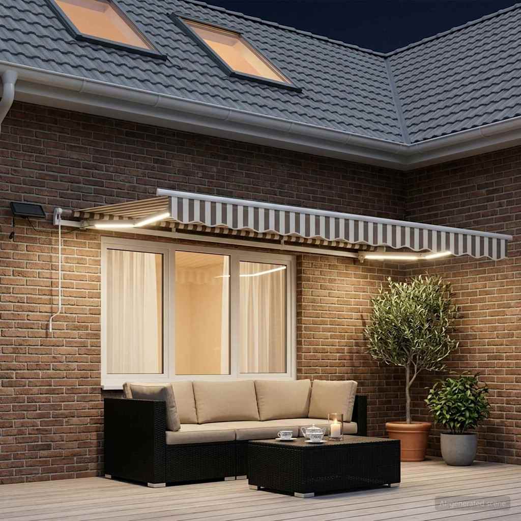 Tenda retrattile Grigio chiaro e bianco 300 x 250 cm | homemem39
