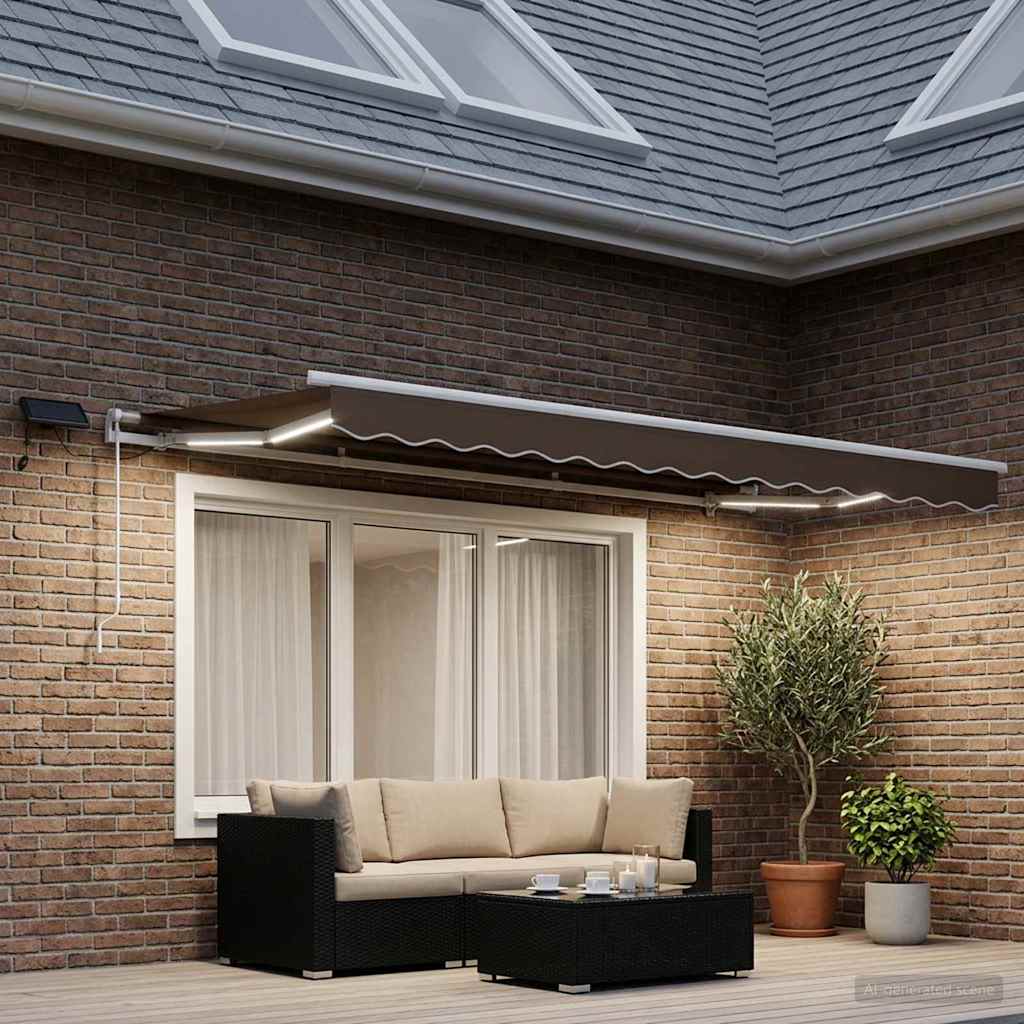 Tenda retrattile Tortora 350 x 250 cm Tessuto e Alluminio | homemem39