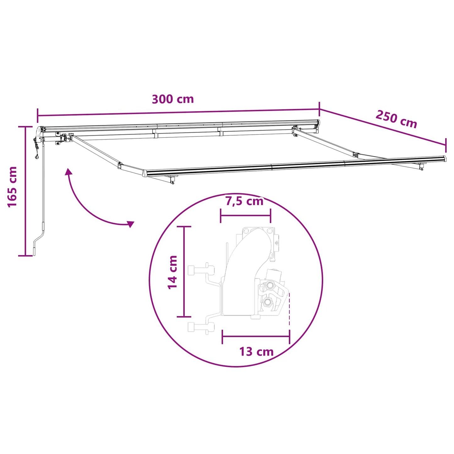 Tenda retrattile Sabbia 300 x 250 cm Tessuto e Alluminio | homemem39