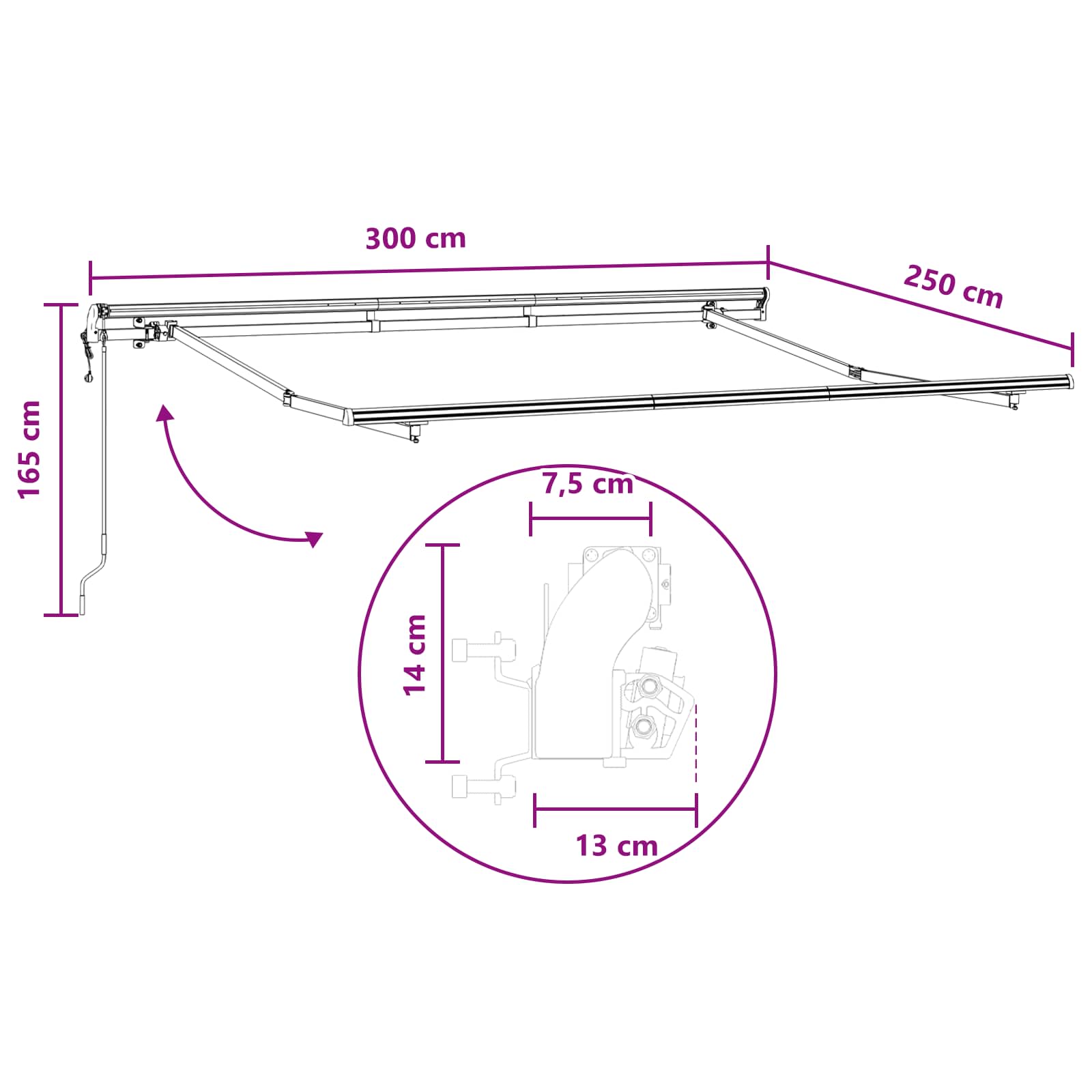 Tenda retrattile Sabbia 300 x 250 cm Tessuto e Alluminio | homemem39