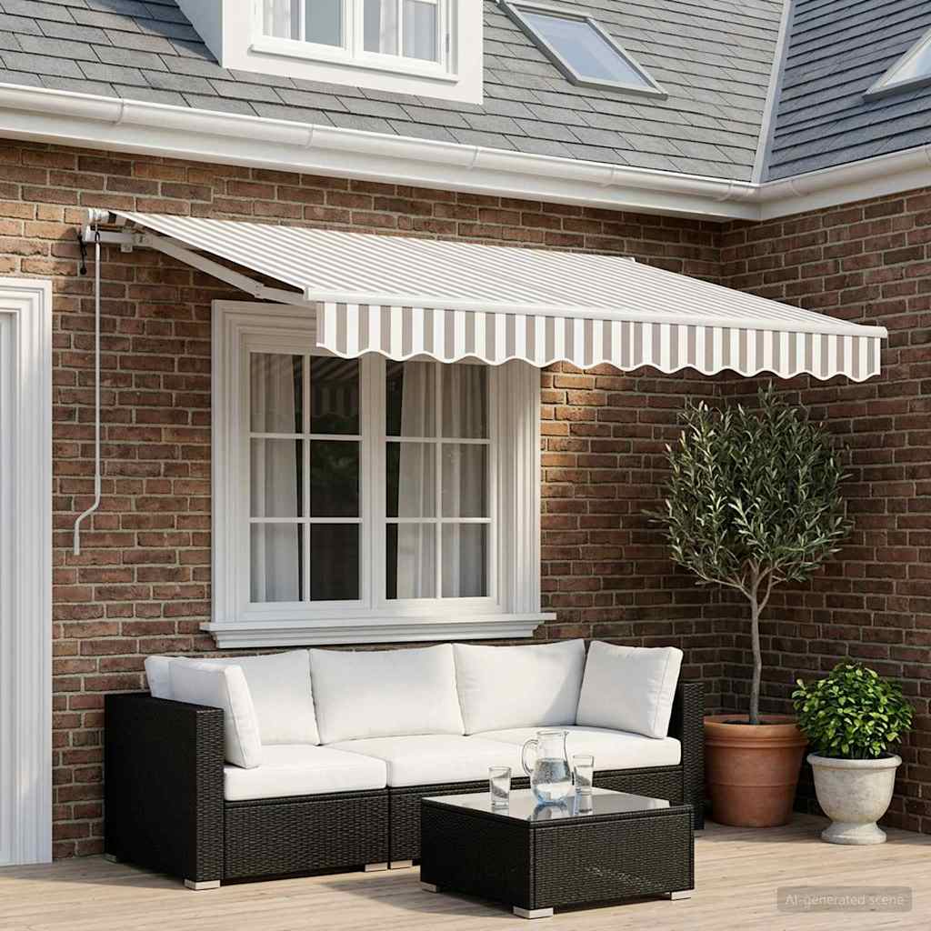 Tenda retrattile Grigio chiaro e bianco 300 x 250 cm Poliestere | homemem39