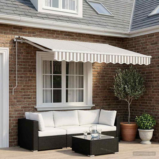 Tenda retrattile Grigio chiaro e bianco 300 x 250 cm Poliestere | homemem39
