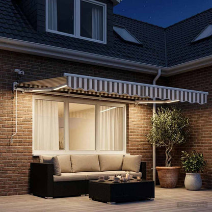 Tenda retrattile Grigio chiaro e bianco 300 x 250 cm Poliestere | homemem39