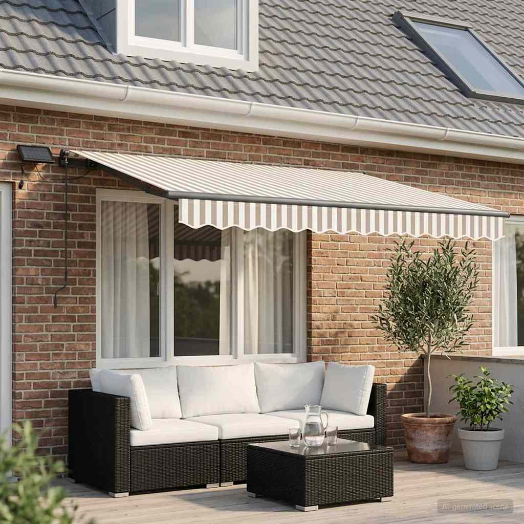 Tenda retrattile Grigio chiaro e bianco 350 x 250 cm | homemem39