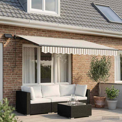 Tenda retrattile Grigio chiaro e bianco 350 x 250 cm | homemem39