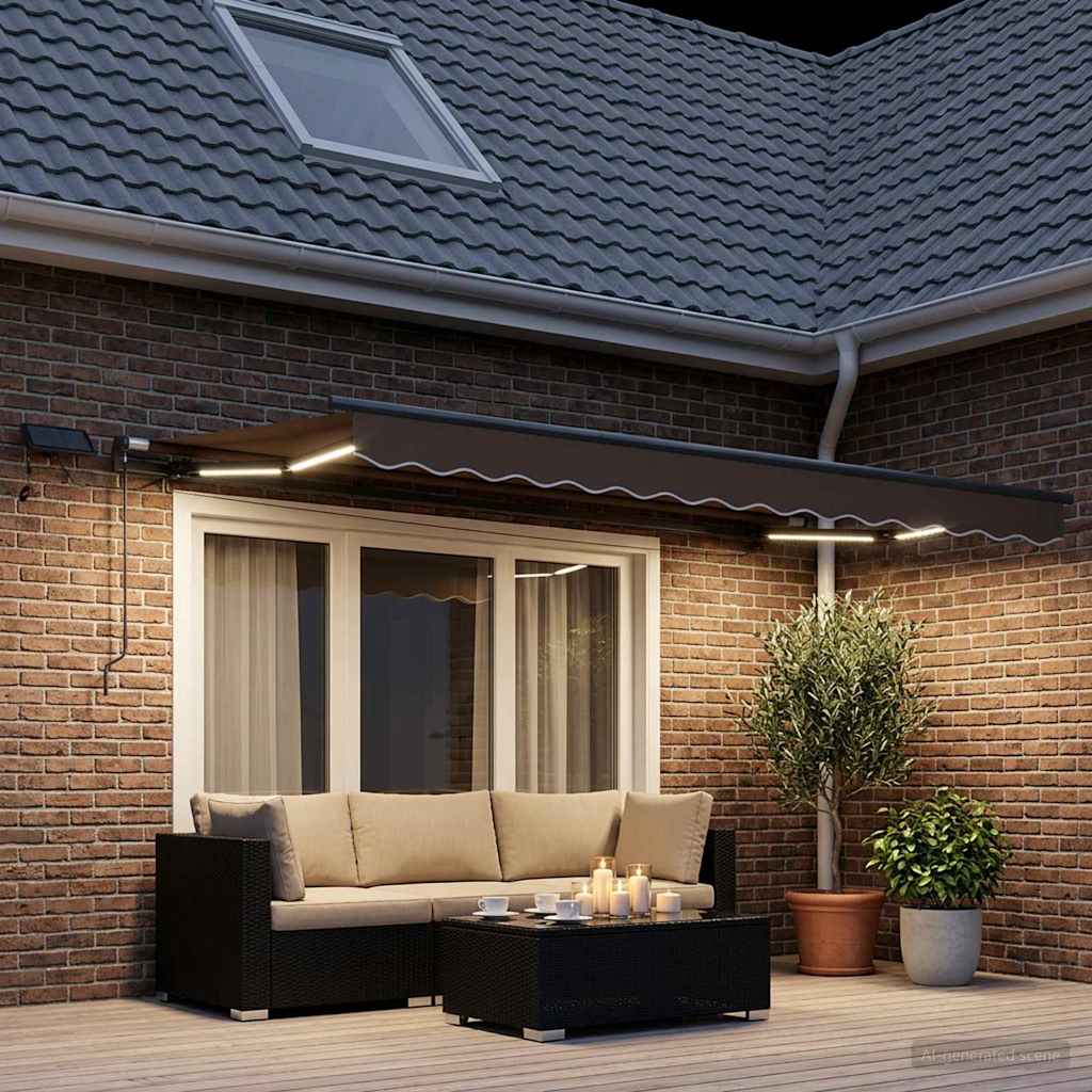 Tenda retrattile Tortora 350 x 250 cm Tessuto e Alluminio | homemem39