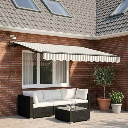 Tenda retrattile Grigio chiaro e bianco 350 x 250 cm Poliestere | homemem39