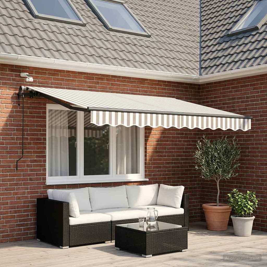 Tenda retrattile Grigio chiaro e bianco 300 x 250 cm Poliestere | homemem39