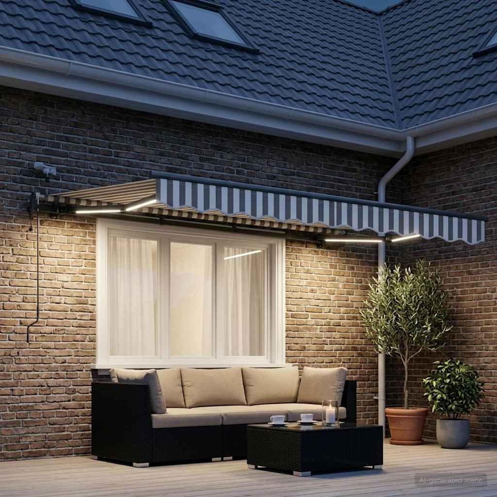 Tenda retrattile Grigio chiaro e bianco 300 x 250 cm Poliestere | homemem39