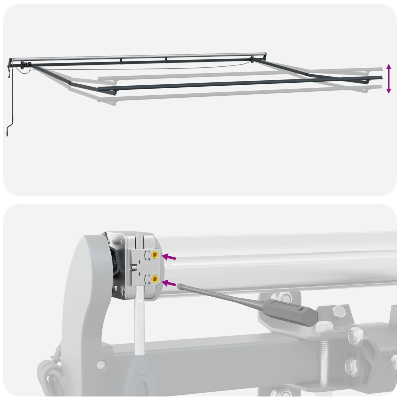 Tenda retrattile Grigio chiaro e bianco 300 x 250 cm Poliestere | homemem39