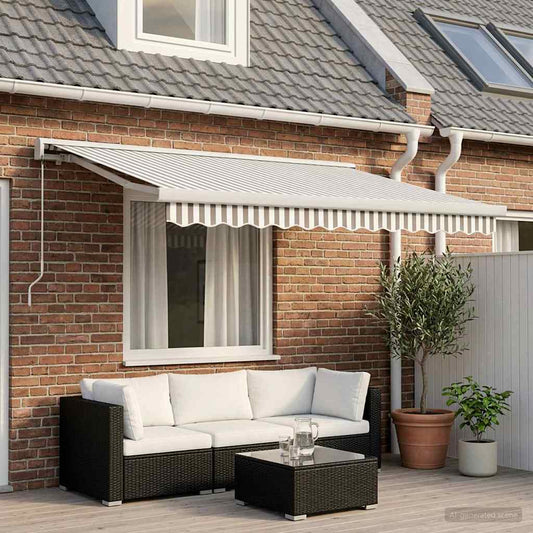 Tenda retrattile Grigio chiaro e bianco 300 x 250 cm | homemem39