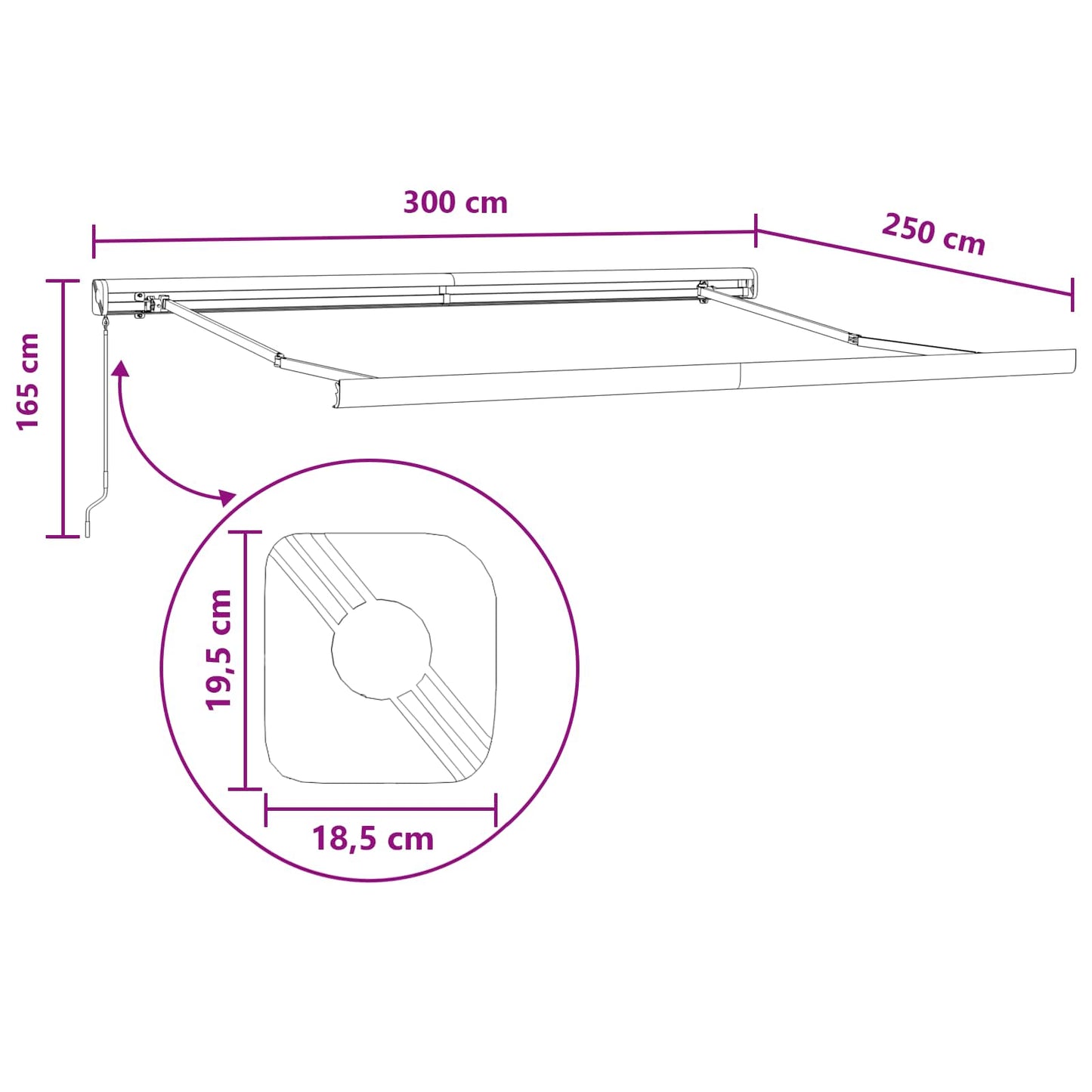 Tenda retrattile Grigio chiaro e bianco 300 x 250 cm | homemem39