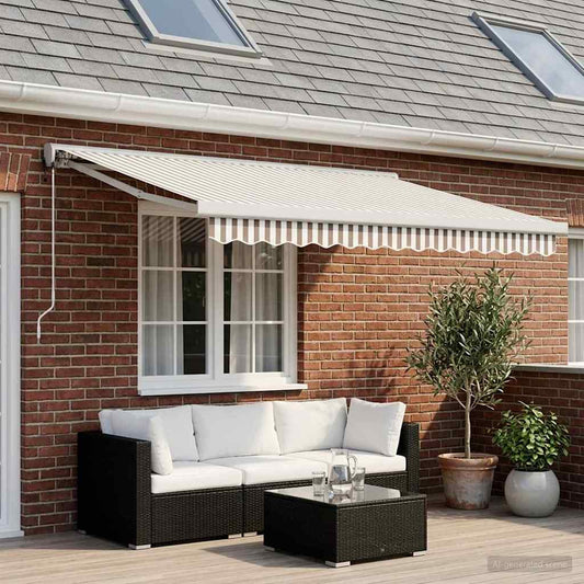 Tenda retrattile Grigio chiaro e bianco 300 x 250 cm | homemem39