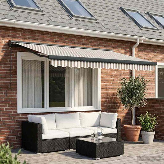 Tenda retrattile Grigio chiaro e bianco 300 x 250 cm | homemem39