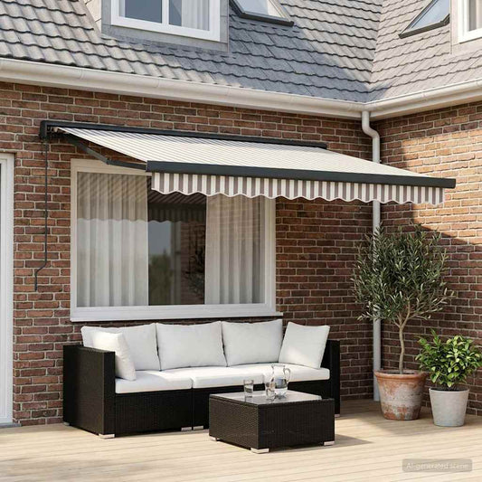 Tenda retrattile Grigio chiaro e bianco 350 x 250 cm | homemem39