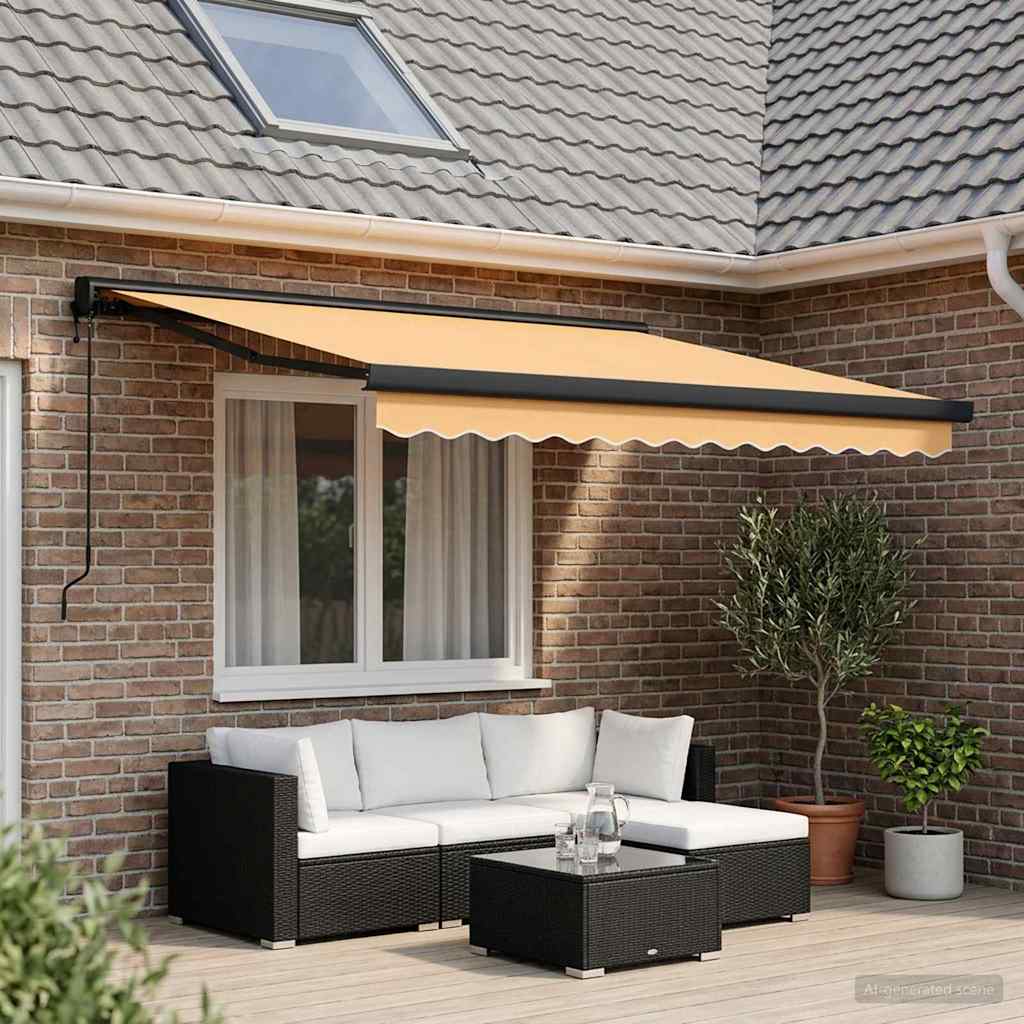 Tenda retrattile Sabbia 350 x 250 cm Tessuto e Metallo | homemem39
