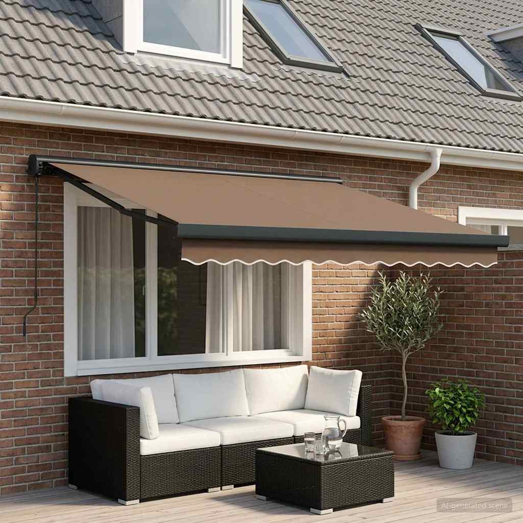Tenda retrattile Tortora 350 x 250 cm Tessuto e Metallo | homemem39