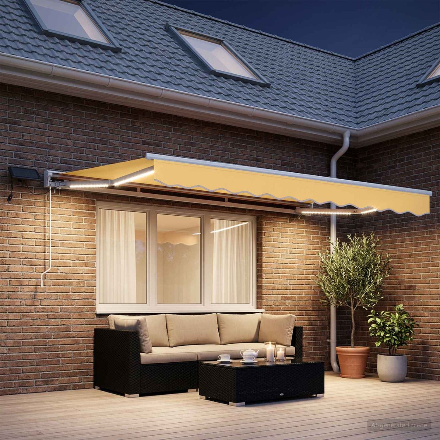 Cornice per Tenda Manuale con LED Sabbia 3 x 2,5 m