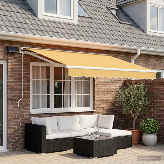 Cornice per Tenda Manuale con LED Sabbia 3 x 2,5 m - homemem39
