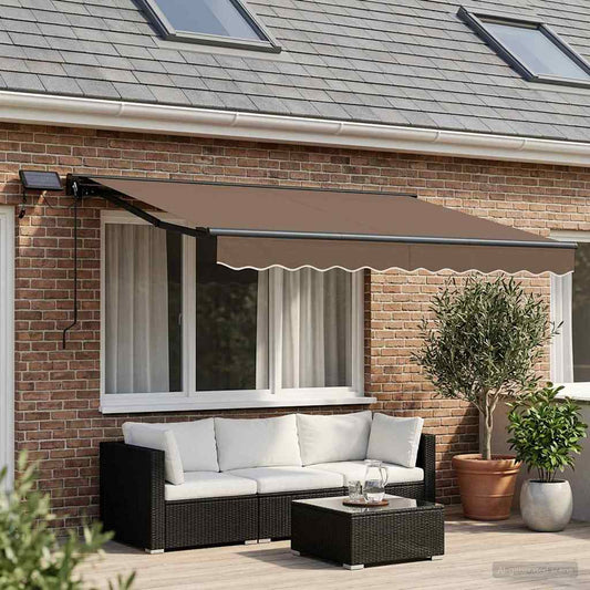 Cornice per Tenda Manuale con LED Tortora 3 x 2,5 m | homemem39