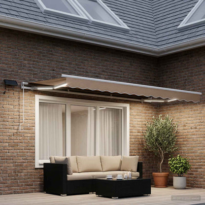 Tenda retrattile Tortora 350 x 250 cm Tessuto e Alluminio | homemem39