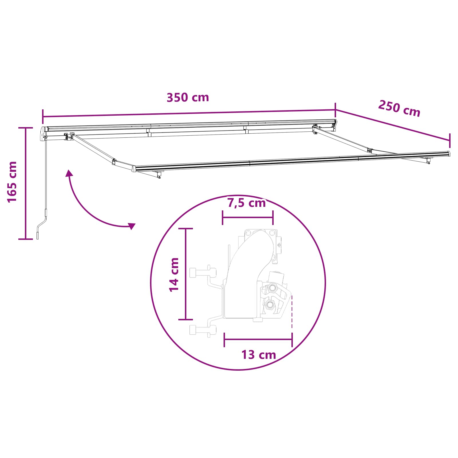 Tenda retrattile Grigio chiaro e bianco 350 x 250 cm | homemem39