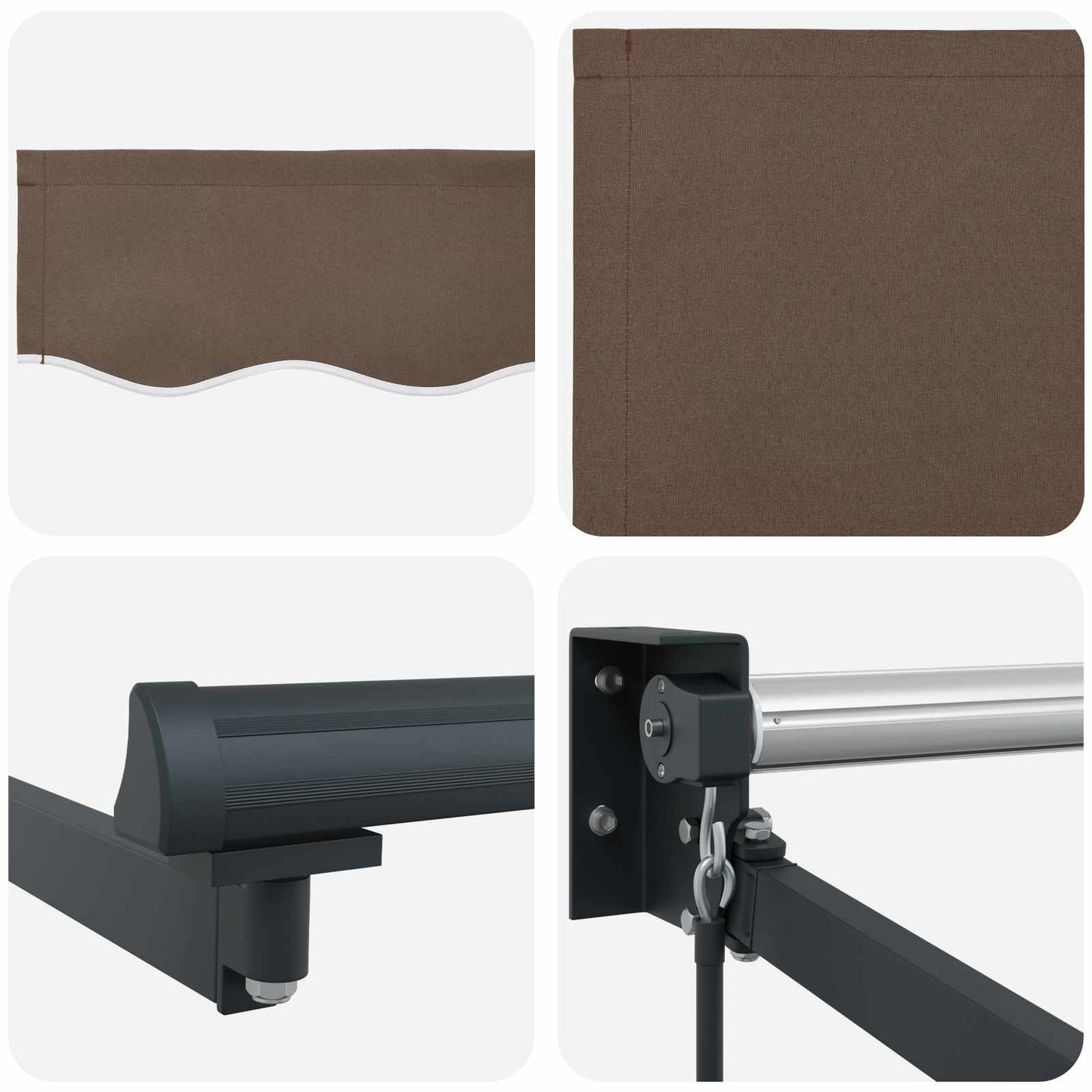 Tenda retrattile manuale con LED Tortora | homemem39