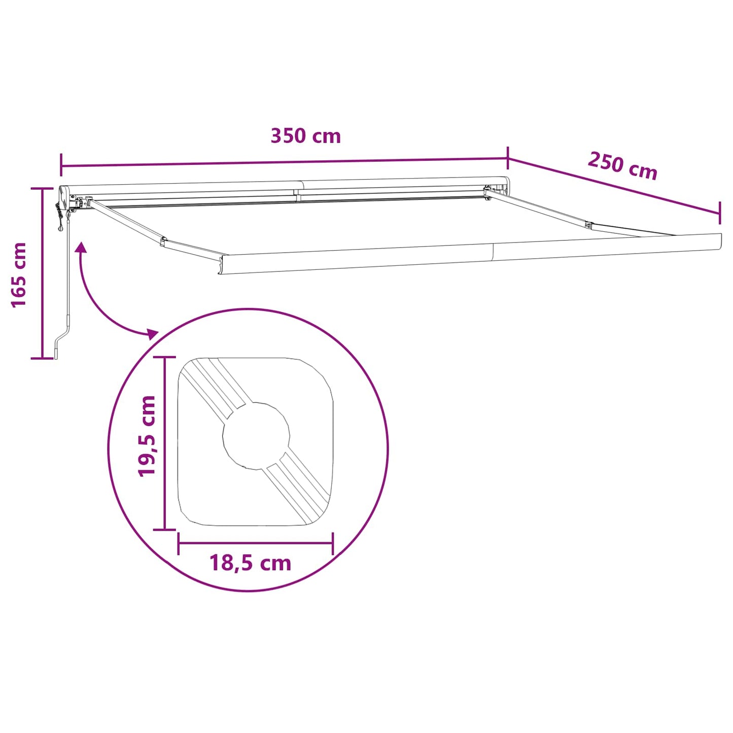Tenda retrattile Grigio chiaro e bianco 350 x 250 cm | homemem39