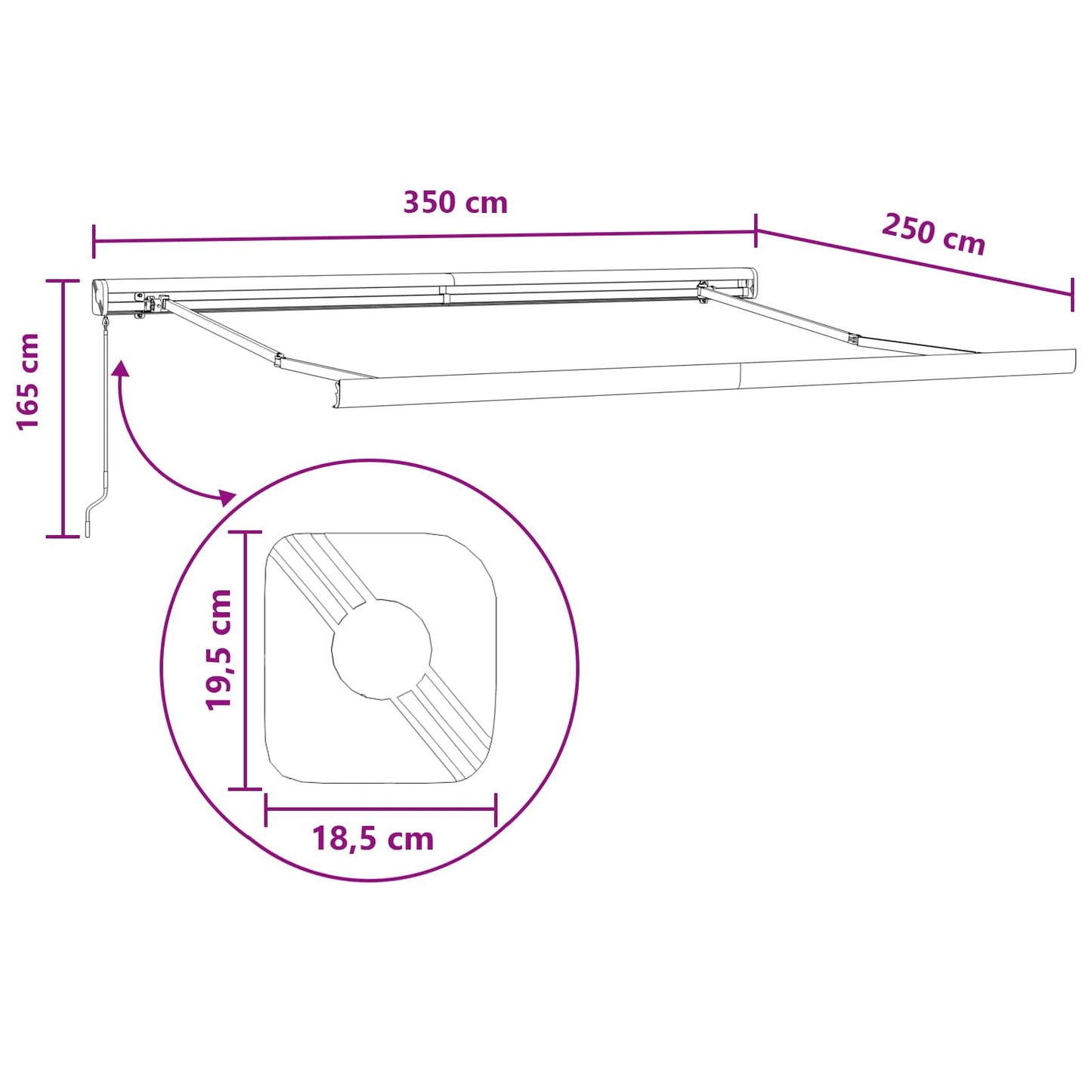 Tenda retrattile Tortora 350 x 250 cm Tela e Alluminio | homemem39