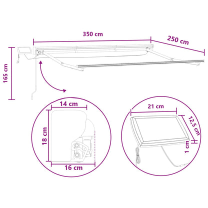 Cornice per Tenda Manuale con LED Tortora 3,5 x 2,5 m | homemem39
