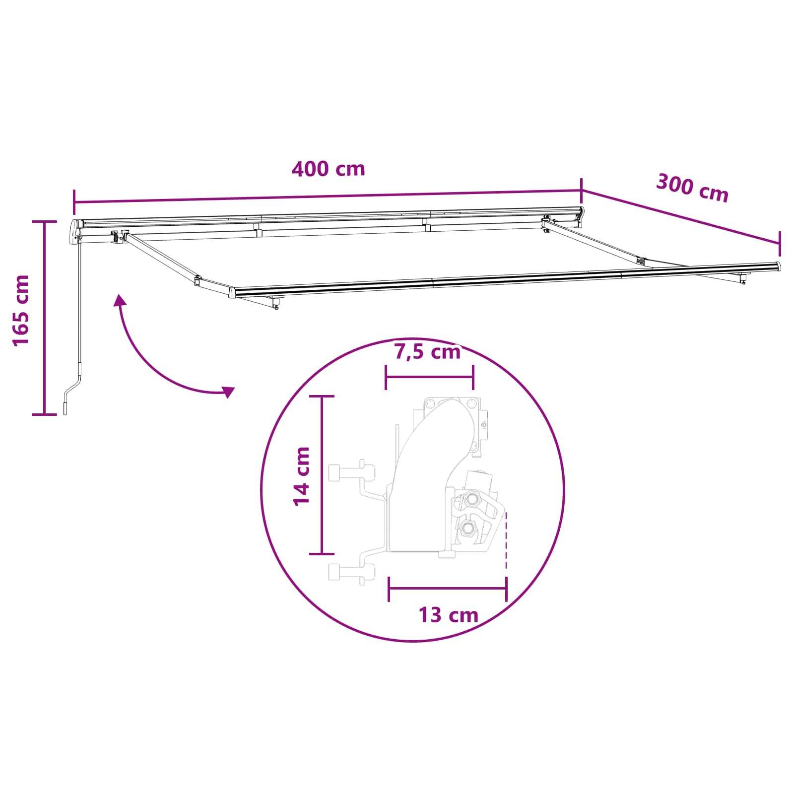 Tenda retrattile Sabbia 4 × 3 m Poliestere e Alluminio | homemem39