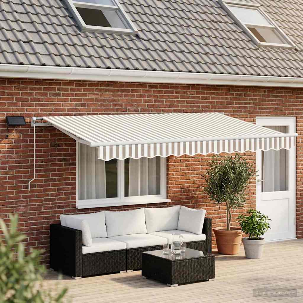Tenda retrattile Grigio chiaro e bianco 450 × 300 cm | homemem39