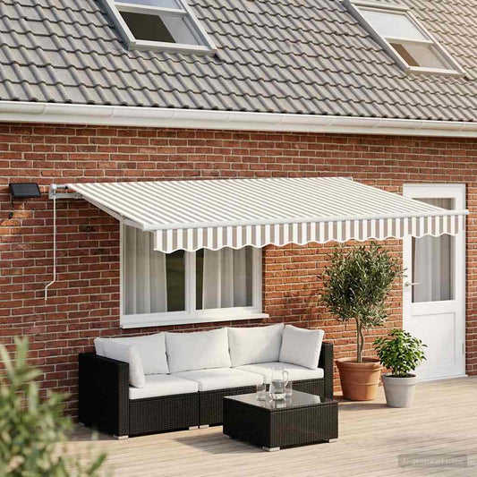 Tenda retrattile Grigio chiaro e bianco 450 × 350 cm | homemem39