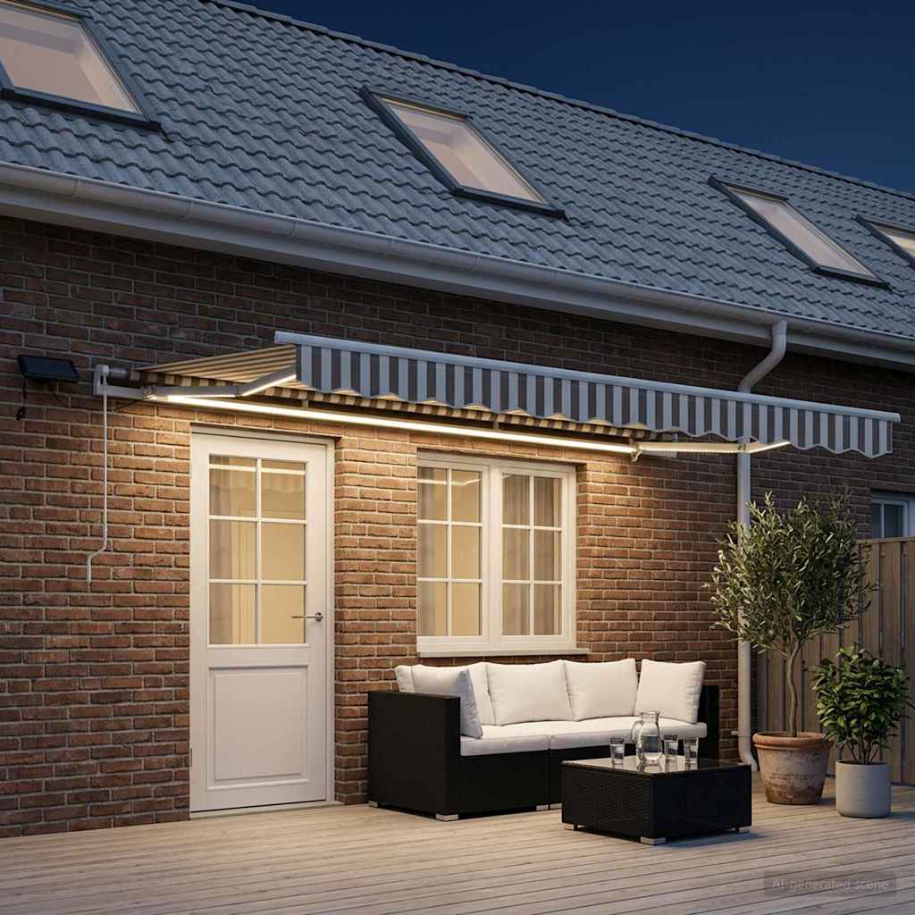 Tenda retrattile Grigio chiaro e bianco 450 × 350 cm | homemem39