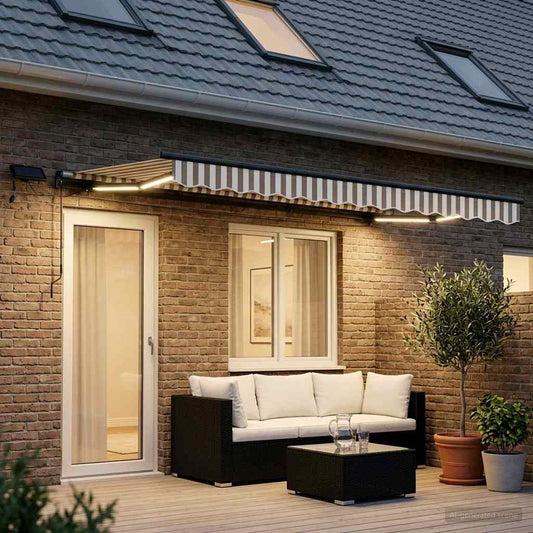 Tenda retrattile Grigio chiaro e bianco 400 × 350 cm | homemem39