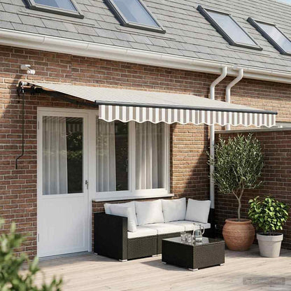 Tenda retrattile Grigio chiaro e bianco 450 × 350 cm Poliestere | homemem39